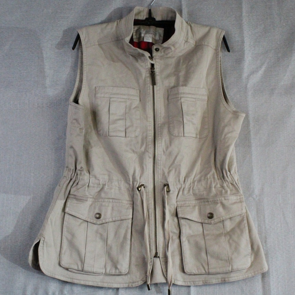 Gander Mountain Guide Series Utility Vest Medium Khaki Flannel Lined Gorpcore